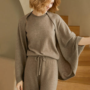 Women’s Cashmere Sweater – Soft Shawl Cardigan, Solid Color, Cozy Air-Conditioning Shirt