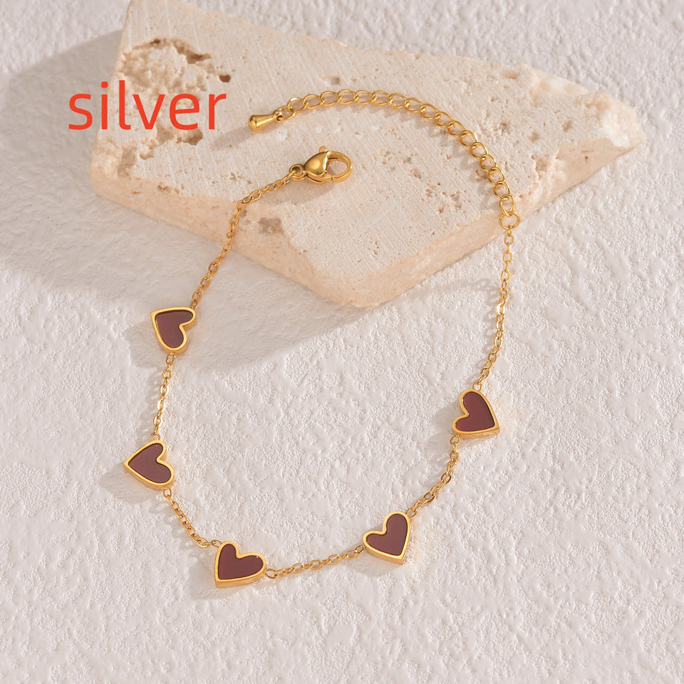 Ins Love Bracelet – Stainless Steel Dripping Heart Jewelry for Women