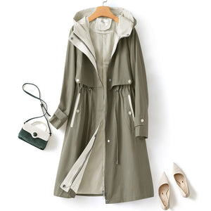 Women’s Fashion Hooded Coat – Color Contrast Stylish Outerwear