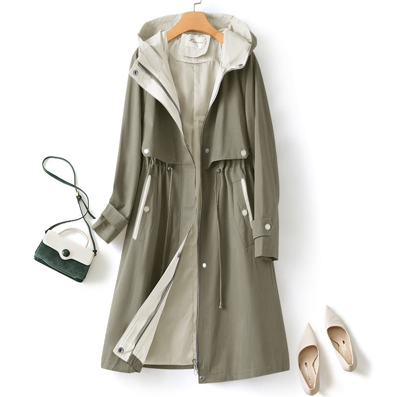 Women’s Fashion Hooded Coat – Color Contrast Stylish Outerwear