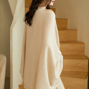 Women’s Cashmere Sweater – Soft Shawl Cardigan, Solid Color, Cozy Air-Conditioning Shirt