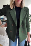 Women’s Double Breasted Lapel Jacket – Fashion Knitted Sleeve Splicing Coat