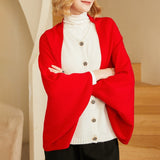 Women’s Cashmere Sweater – Soft Shawl Cardigan, Solid Color, Cozy Air-Conditioning Shirt