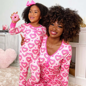 Valentine’s Day Family PComfortable Heart Print Pajamas Set