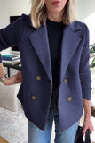 Women’s Double Breasted Lapel Jacket – Fashion Knitted Sleeve Splicing Coat
