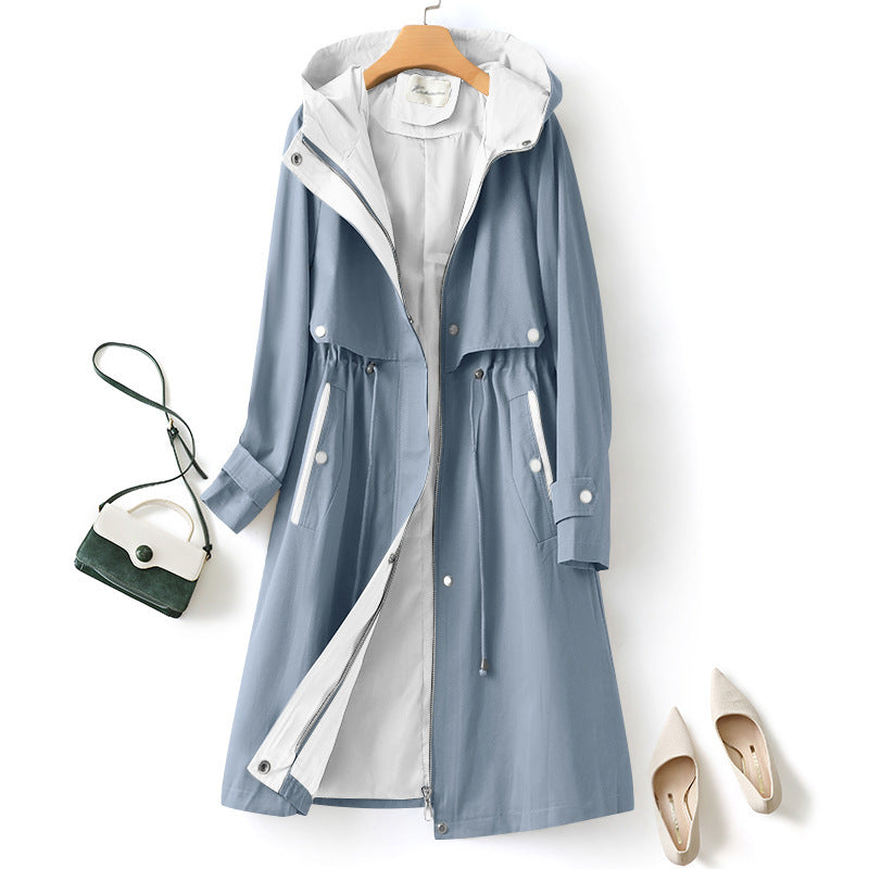 Women’s Fashion Hooded Coat – Color Contrast Stylish Outerwear