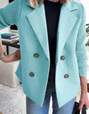Women’s Double Breasted Lapel Jacket – Fashion Knitted Sleeve Splicing Coat
