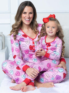 Valentine’s Day Family PComfortable Heart Print Pajamas Set